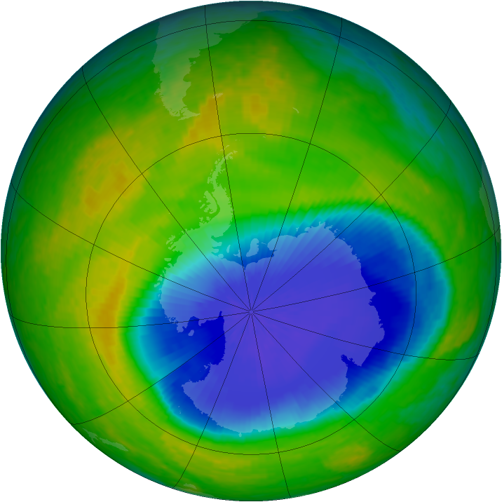 Antarctic ozone map for 27 October 2004